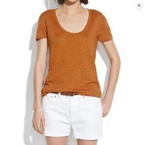 NWOT! Madewell Linen Timeoff Tee slub knit pocket scoop neck- Grey